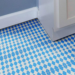 Moroccan Mosaic and Tile House - 8"x8" Tafrout Handmade Cement Tile, Blue/White, Set of 12 - Wall And Floor Tile