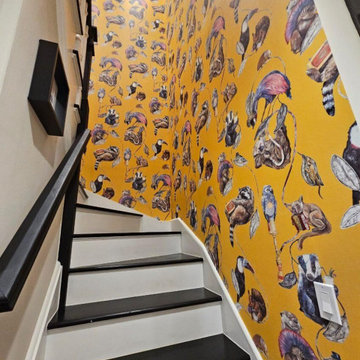 Staircase wallpaper installation in Malibu