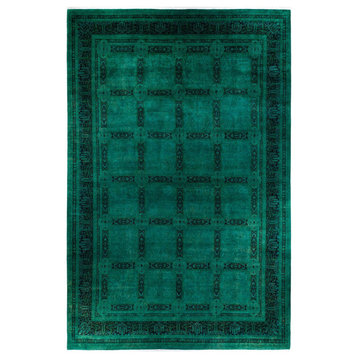 Overdyed, One-of-a-Kind Hand-Knotted Area Rug Green, 12' 2" x 17' 10"