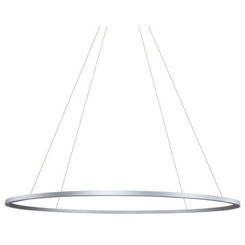 60" Tania ETL Certified Integrated LED Circular Adjustable Chandelier, Silver