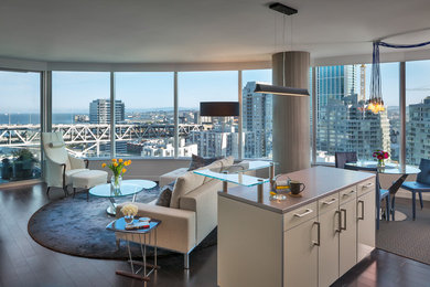 Inspiration for a contemporary open concept living room remodel in San Francisco with no tv