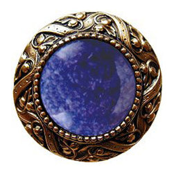 Inviting Home Inc. - Victorian Knob, 24K Gold Plate With Blue Sodalite - Cabinet And Drawer Knobs