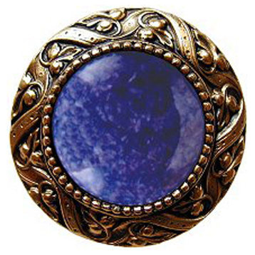 Victorian Knob, 24K Gold Plate With Blue Sodalite