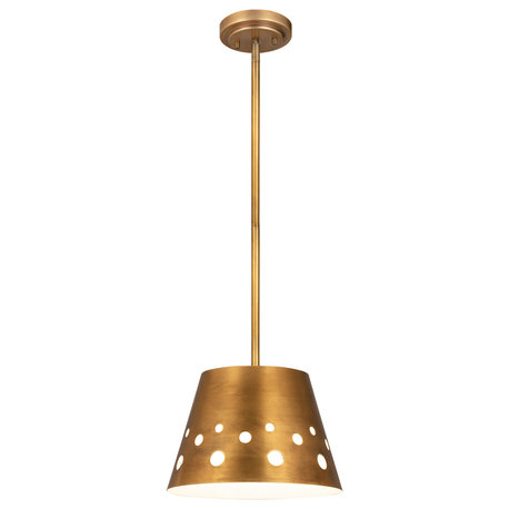 Katie One Light Chandelier, Rubbed Brass