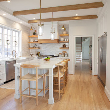 Transitional Kitchen Featuring Rift Cut Oak Accents