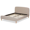 Mia Upholstered Platform Bed, Light Beige, Full