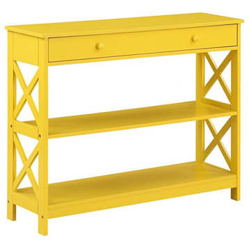 Elegant 1-Drawer Console Table with Shelves, Yellow