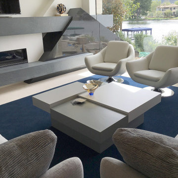 Custom Modern Coffee Table, Gray and White Multi-level contemporary design
