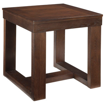 Benzara BM207241 Wooden End Table with Sled Style Base, Brown