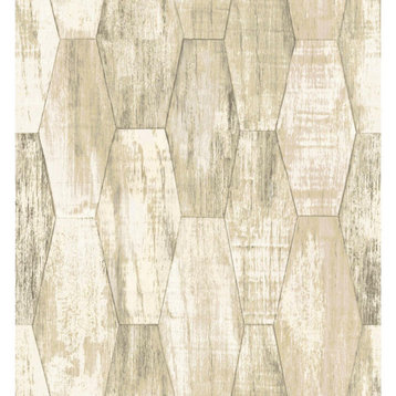 Brown & Tan Wood Hexagon Tile Peel & Stick Wallpaper