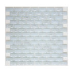 12"x12" Curved White Milk Glass Subway Tile, Full Sheet