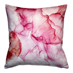Pillow Decor Ltd. - Karalina Design Watercolor Throw Pillow 20"x20", Khyber Haze Red - Decorative Pillows