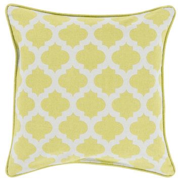 Moroccan Printed Lattice Pillow with Polyester Insert, 18"x18"x4"