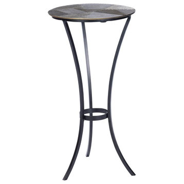 Beaumont Lane Rustic Industrial Round Metal  End Table in Gold