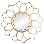 Stratton Home Decor - Stratton Home Decor Alexandra Wall Mirror - This handcrafted decorative accent shows off a round center mirror, which is adorned with a floral-themed border. The metal frame has a gold tone that stands out with an antiqued finish - giving your bare wall a textured look right away.