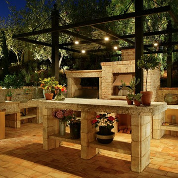 Antique Slabs "Butcher Blocks" Outdoor Kitchen