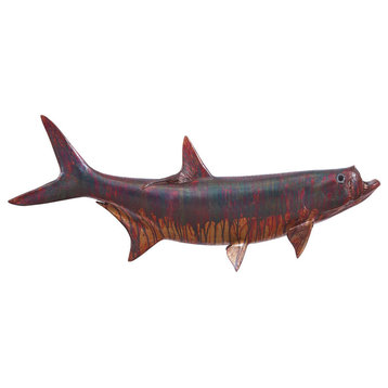Tarpon Fish Wall Sculpture, Copper Patina