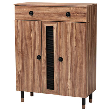 Haylee Contemporary 2-Door Wood Entryway Shoe Storage Cabinet With Drawer