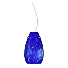 Pera 9 1 Light Pendant, Satin Nickel, LED, Blue Cloud Glass