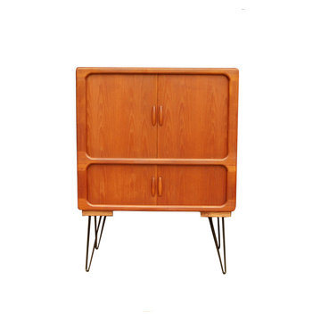 Mid Century Modern Teak Cabinet With Tambour Doors By Dyrlund