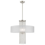 Livex Lighting - Livex Lighting Brushed Nickel 4-Light Pendant Chandelier - The Bella Vista collection features a hand crafted translucent shade over a brushed nickel finish and clear crystal strands cascading in a waterfall effect to convey the glitz and glamour from an iconic time that is making a modern comeback.