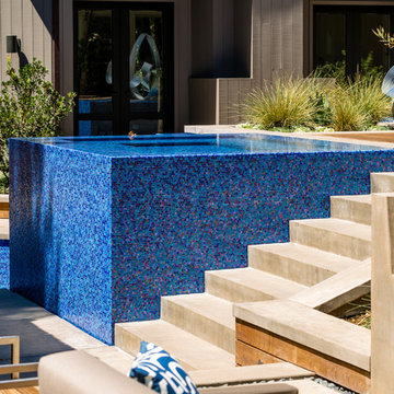 Iridescent Glass Tile Spa & Stair Detail