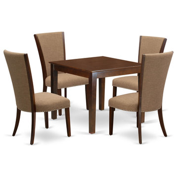 A Dining Set Of 4 Chairs, Light Sable Color, Lovely Table, Mahogany Finish