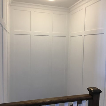 Toronto Home,  staircase wainscoting & crown moulding