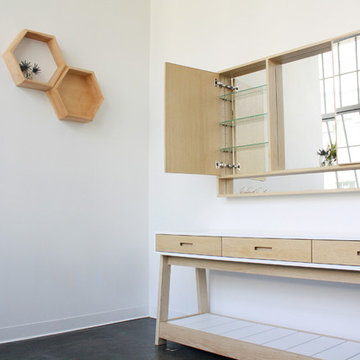 Wall*nut Medicine Cabinet MC-Squared with A-Loft Bath Credenza and Wall*Nut Hexa