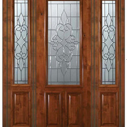 Prehung Sidelites Door 96 Alder Courtlandt 2 Panel 2/3 Lite Glass - Front Doors