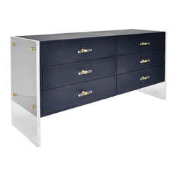Worlds Away - Worlds Away Rutherford 6 Drawer Shagreen and Acrylic Chest - Dressers