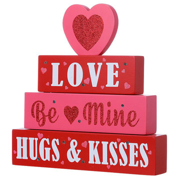 11.25" Lighted Valentine's Wooden Block Table Sign