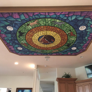 Faux Stained Glass Ceiling Mural, hand painted by Tom Taylor of Mural Art LLC