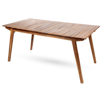 GDF Studio Timor Outdoor 69" Teak Finished Acacia Wood Dining Table