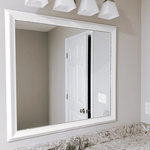 Frame My Mirror - Woodford Framed Wall Mirror, White, 28" X 36" - The unconventional lines of the Woodford framed mirror take design to a whole new level. This contemporary frame, with its wide, angular surface, is sure to be a star in any space.