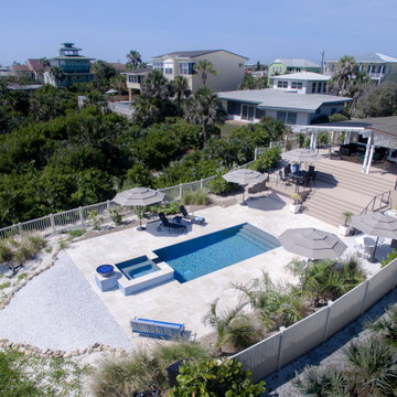 Linear Pool with Elevated Spa and Fire Bowl