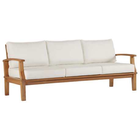 Marina Outdoor Patio Teak Sofa, Natural White
