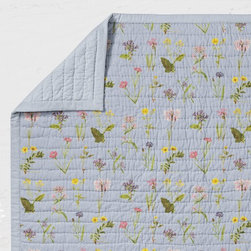 Cot Quilts, Wildflowers on Faded Blue - Products