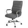 Flash Furniture Leather High Back Office Chair in Gray