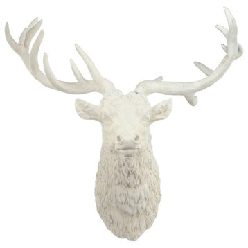 Magnesia Deer Head Wall Accent, White