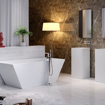 ADM Bathroom Rectangular Freestanding Bathtub, White, 64.2" - SW-119 (64 x 30)