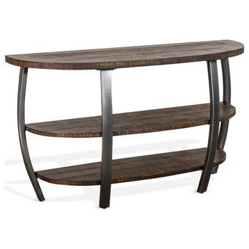 Sunny Designs Homestead 52" Mahogany Wood & Metal Sofa Table in Tobacco Leaf