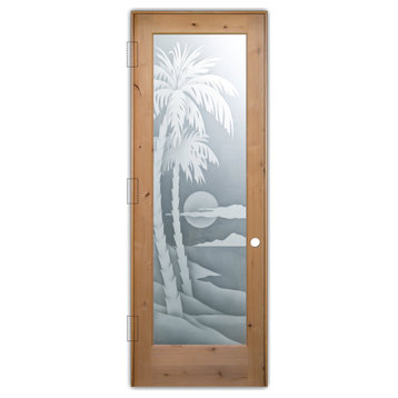 Pantry Door - Palm Sunset - Alder Knotty - 30" x 96" - Knob on Right - Push Open