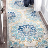 Withered Bloom In Bouquet Area Rug, Blue, 8'x10'