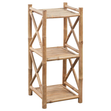 vidaXL Bamboo Shelf 3 Tiers Display Shelving Unit Rack Stand Organizer Storage