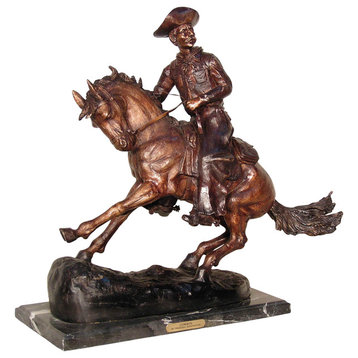 Remington Design, "Cowboy" Bronze Sculpture With Marble Base