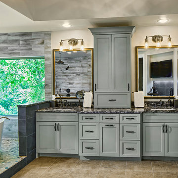 Master bathroom with custom cabinets by The Cabinet Concierge