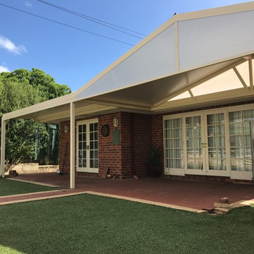 gable to flat patio