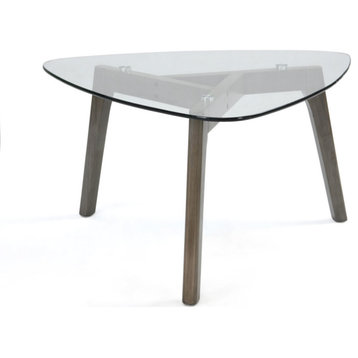 Mosier Mid-Century Modern Coffee Table With Glass Top, Grey