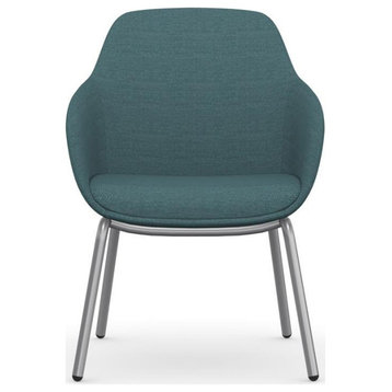 Bowery Hill 17" Modern Fabric and Metal Side Chair with 4 Metal Legs in Blue